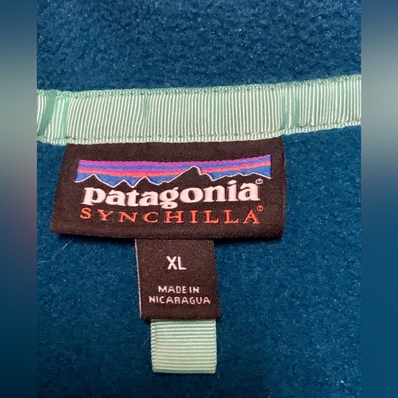Men’s XL Two Tone Recycled Polyester PATAGONIA Snap Button Fleece Synchilla - Picture 5 of 16